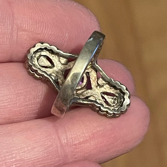 Lovely oval Marcasite gemstone sterling ring - Picture 6 of 9